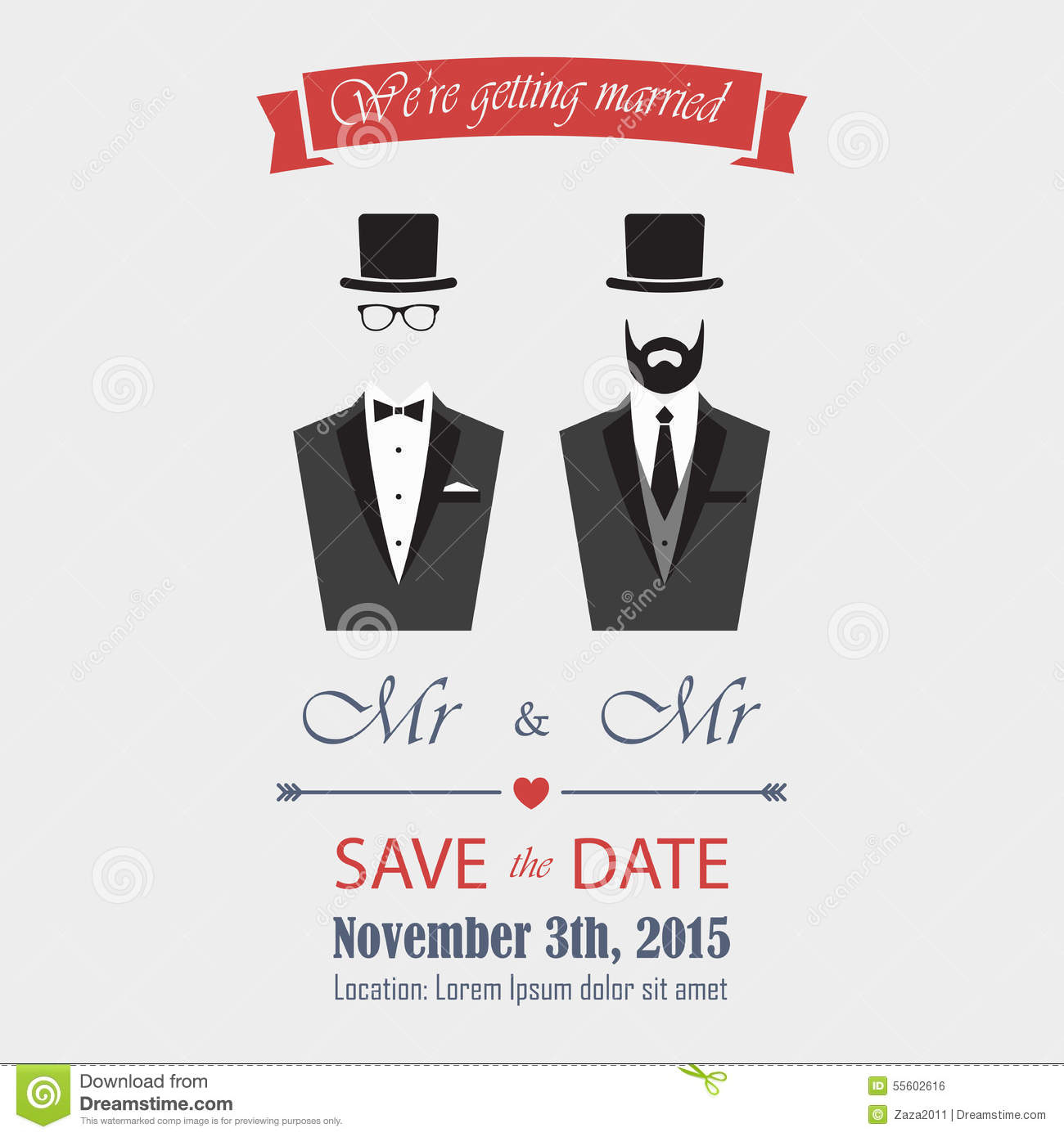 Gay Wedding Invitation Stock Vector Illustration Of Married 55602616 pertaining to dimensions 1300 X 1390