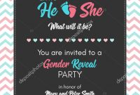 Gender Reveal Invitation Template Ba Shower Party Stock Vector inside measurements 1133 X 1700