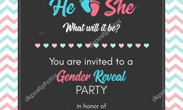 Gender Reveal Invitation Template Ba Shower Party Stock Vector inside measurements 1133 X 1700