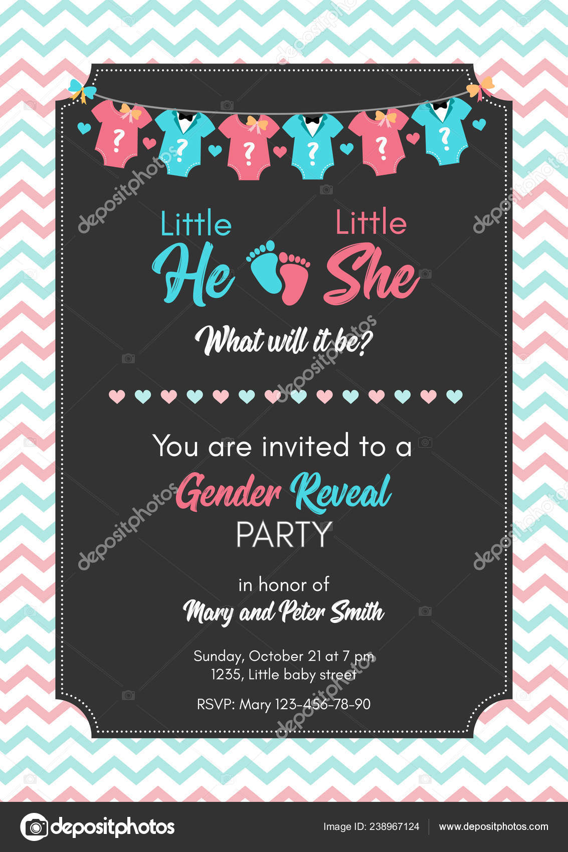 Gender Reveal Invitation Template Ba Shower Party Stock Vector inside measurements 1133 X 1700