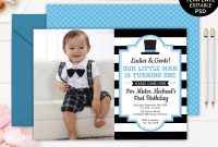 Gentleman Birthday Invitation Boy First Birthday Invite Bd19 In with size 1000 X 800