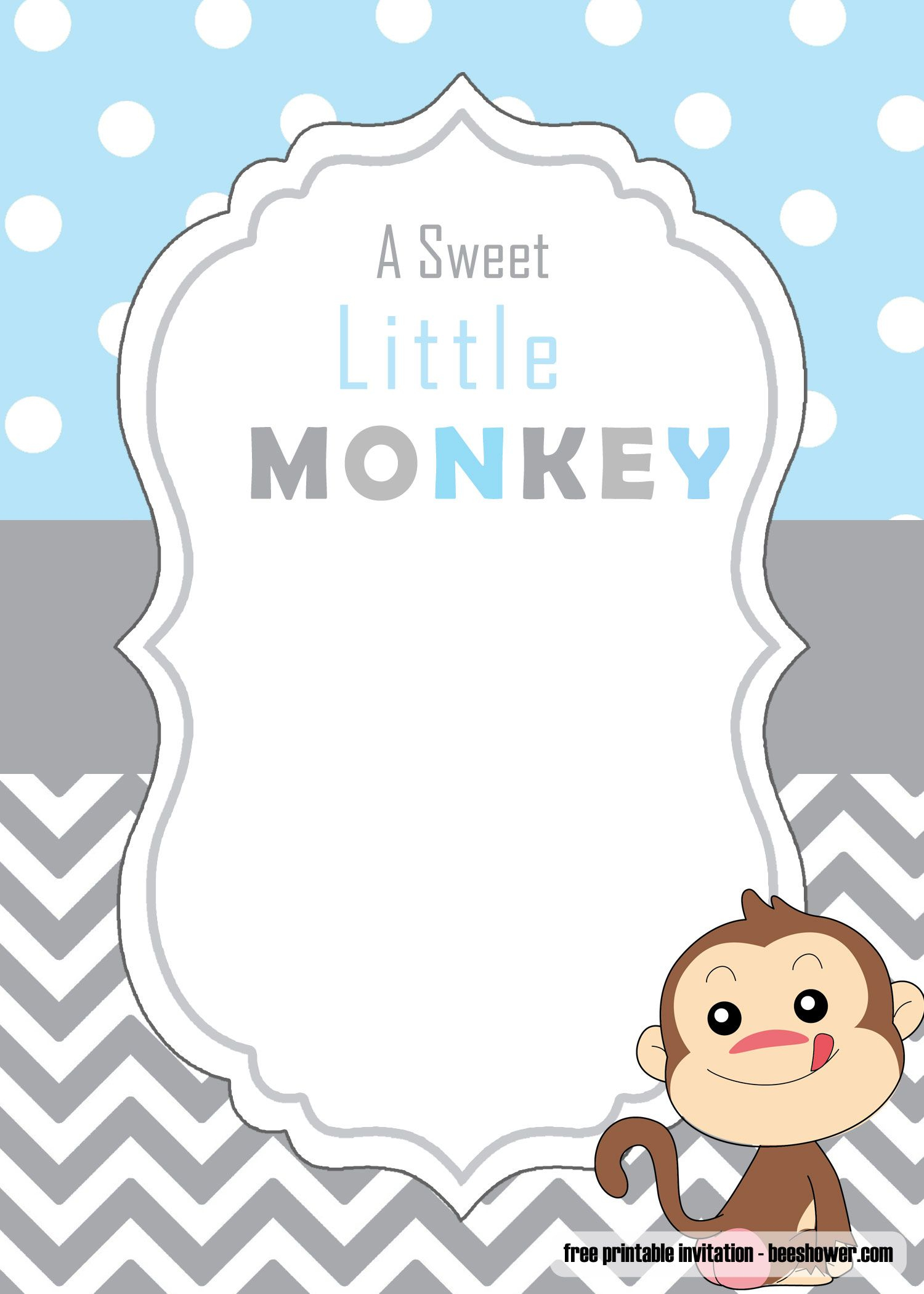 Get Free Cute Monkey Ba Shower Invitations Templates Beeshower inside measurements 1500 X 2100