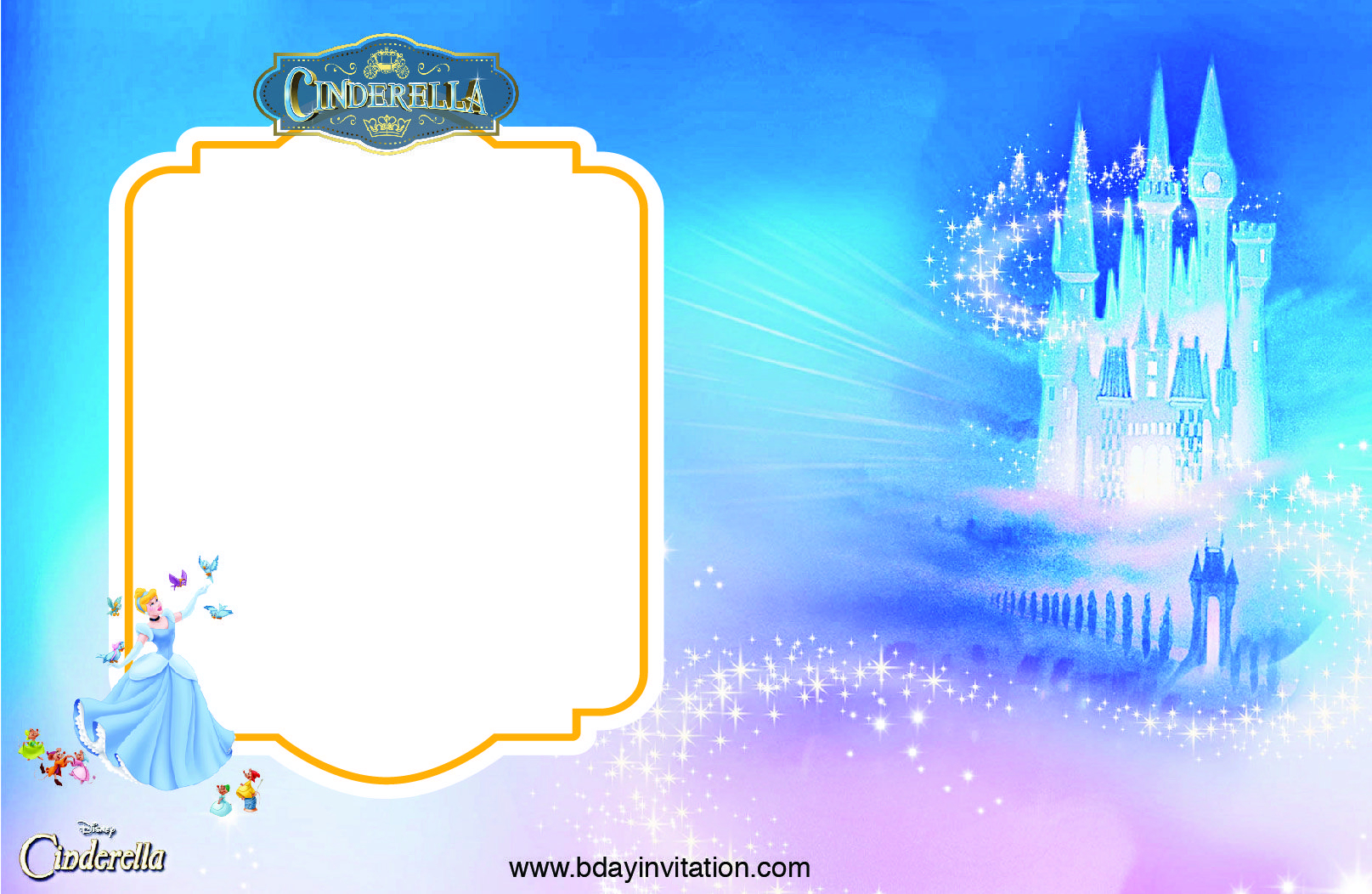 Get Free Printable Disney Cinderella Party Invitation Template in measurements 1615 X 1052