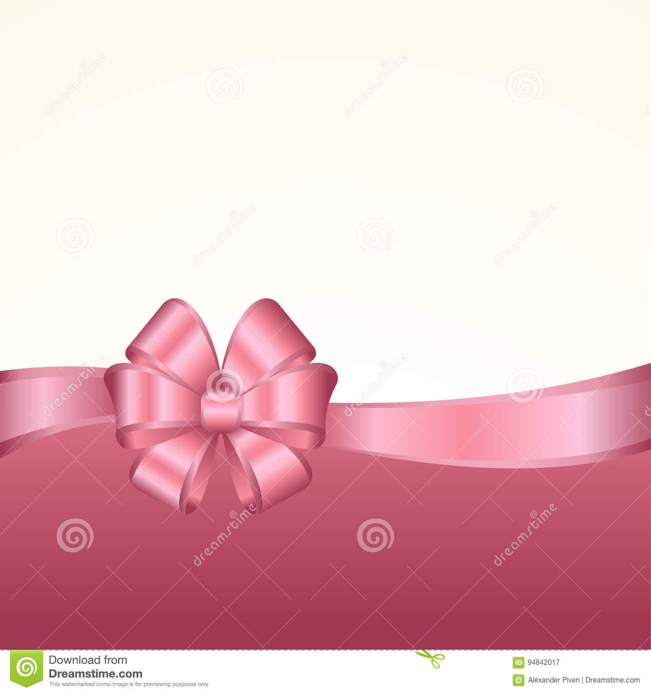 Gift Card With Pink Ribbon And A Bow Isolated On White Background with sizing 1300 X 1387