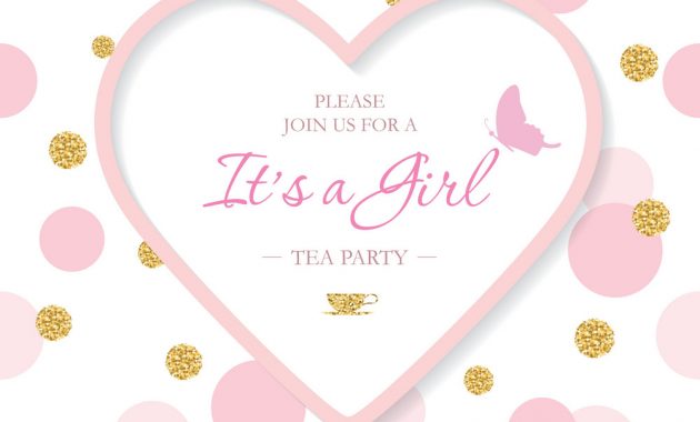 Girl Ba Shower Invitation Template Included Vector Image throughout proportions 1000 X 1080
