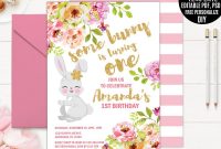 Girl Birthday Invitation Template Printable Bunny Birthday within dimensions 1000 X 800