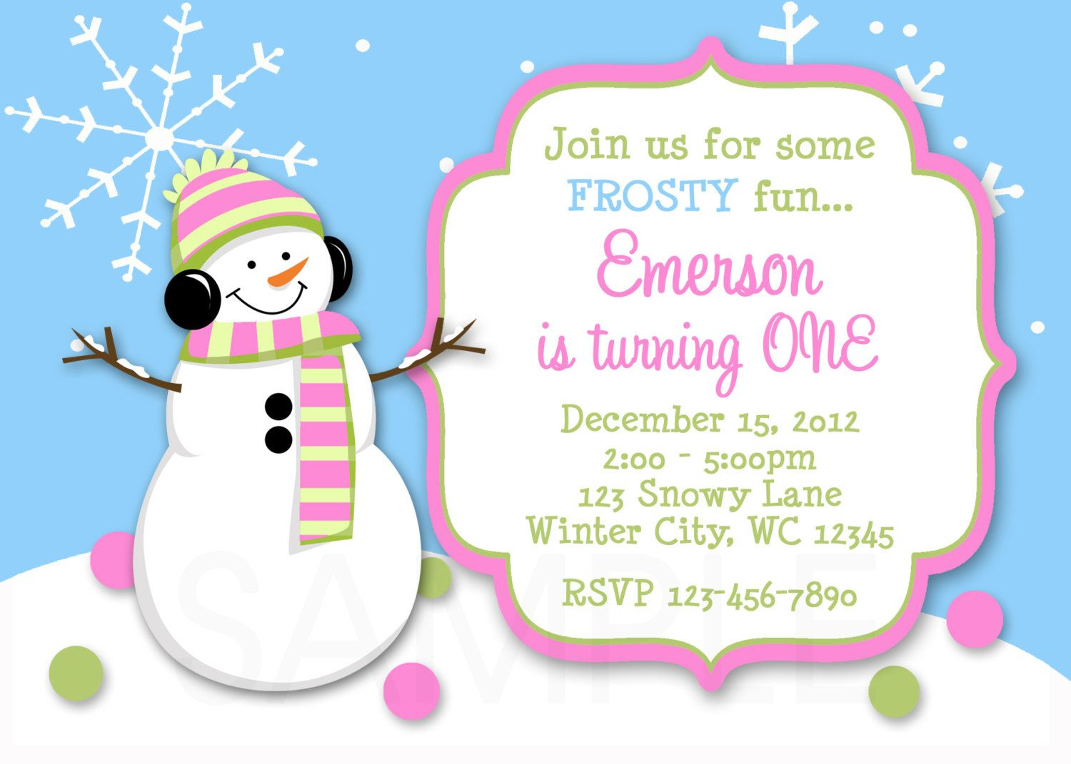 Girls Snowman Winter Birthday Invitation Dp Invitations And Themes intended for measurements 1500 X 1071