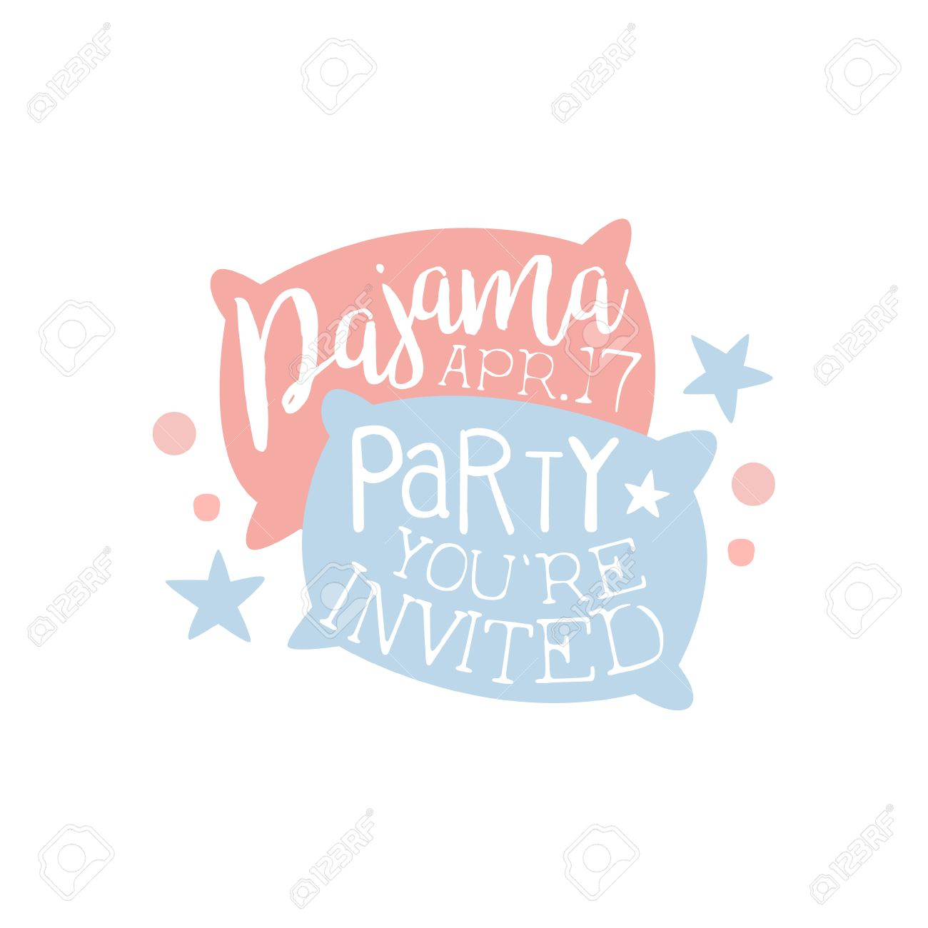 Girly Pajama Party Invitation Card Template With Two Pillows pertaining to measurements 1300 X 1300
