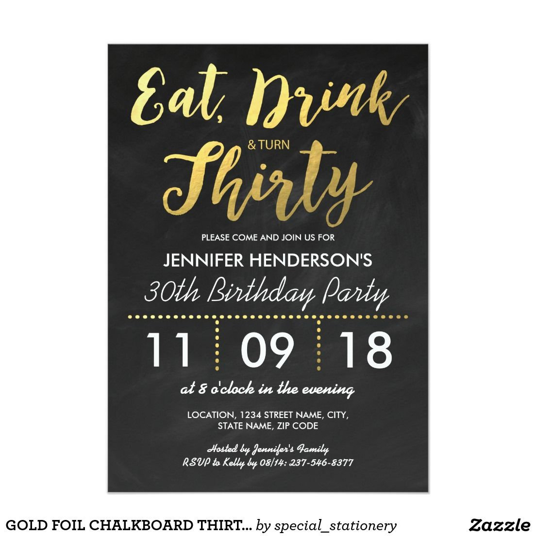 Gold Foil Chalkboard Thirty Birthday 30th Invitation Zazzleco regarding proportions 1104 X 1104