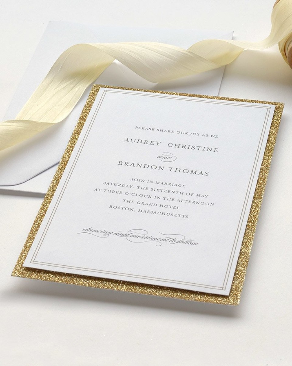 Gold Glitter Print At Home Invitation Kit throughout dimensions 960 X 1200