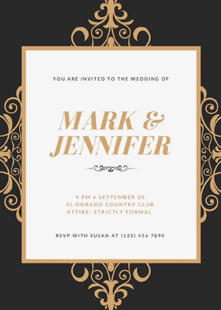 Gold Wedding Invitation Templates Party Invitation Card Gold in sizing 756 X 1060