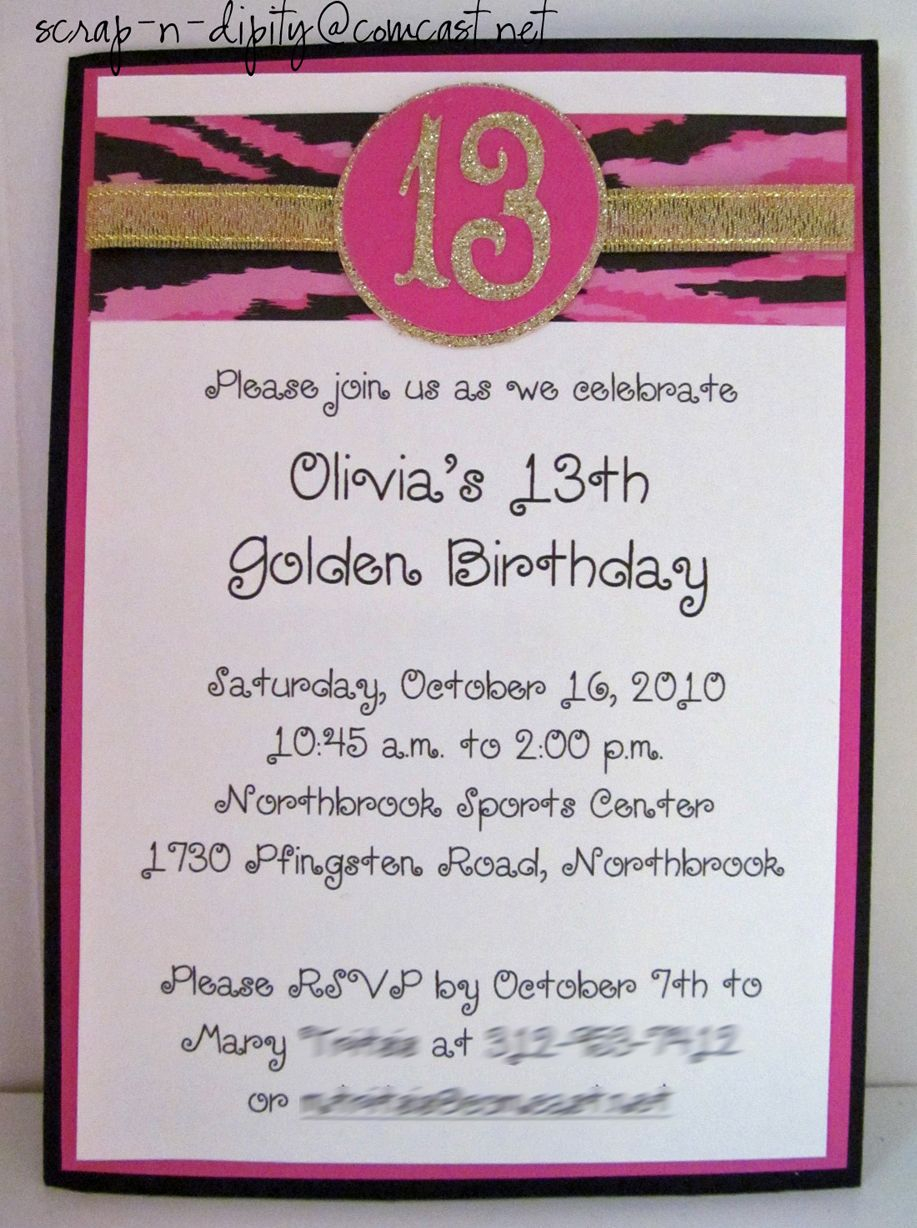 Golden Birthday Invitation For 13 Year Old Girl Party Invitations for measurements 917 X 1228