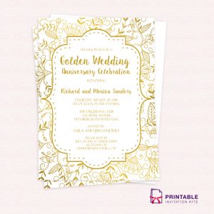 Golden Wedding Anniversary Invitation Template 50th Wedding intended for size 1400 X 1400