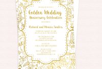 Golden Wedding Anniversary Invitation Template 50th Wedding with regard to size 1400 X 1400