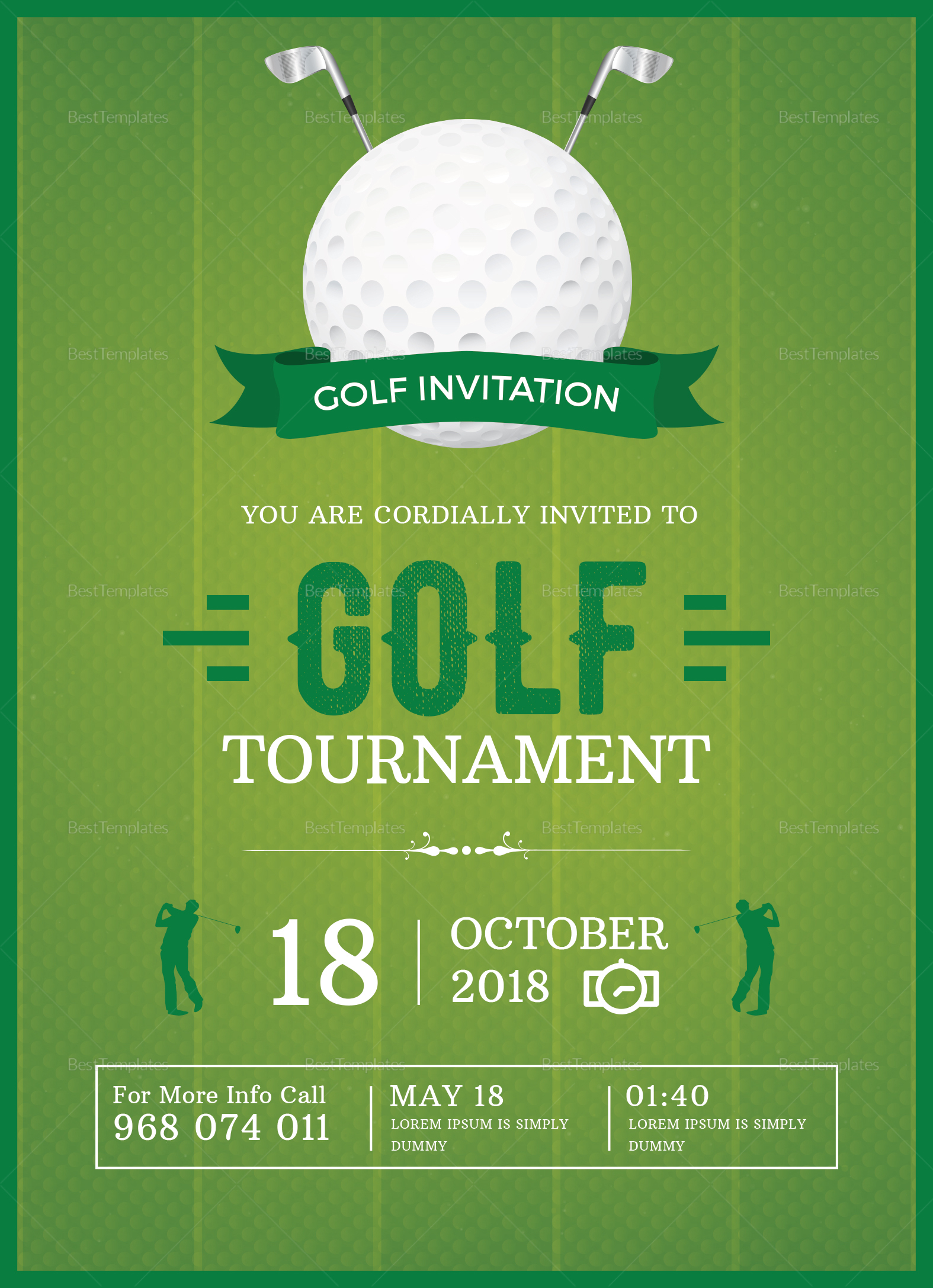 Golf Invitation Design Template In Word Psd Publisher with proportions 1575 X 2175