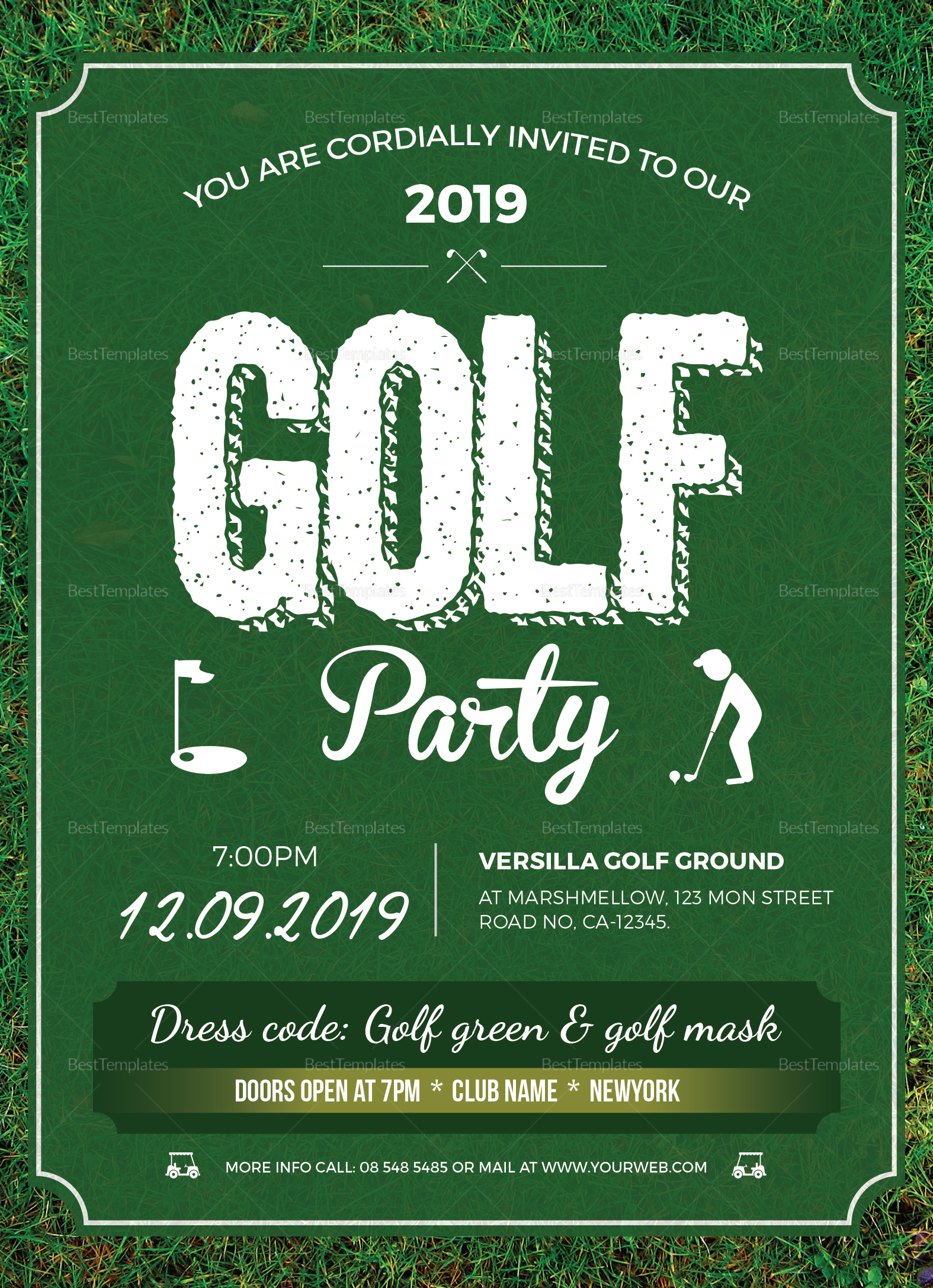 Golf Party Invitation Design Template In Word Psd Publisher within size 1575 X 2175