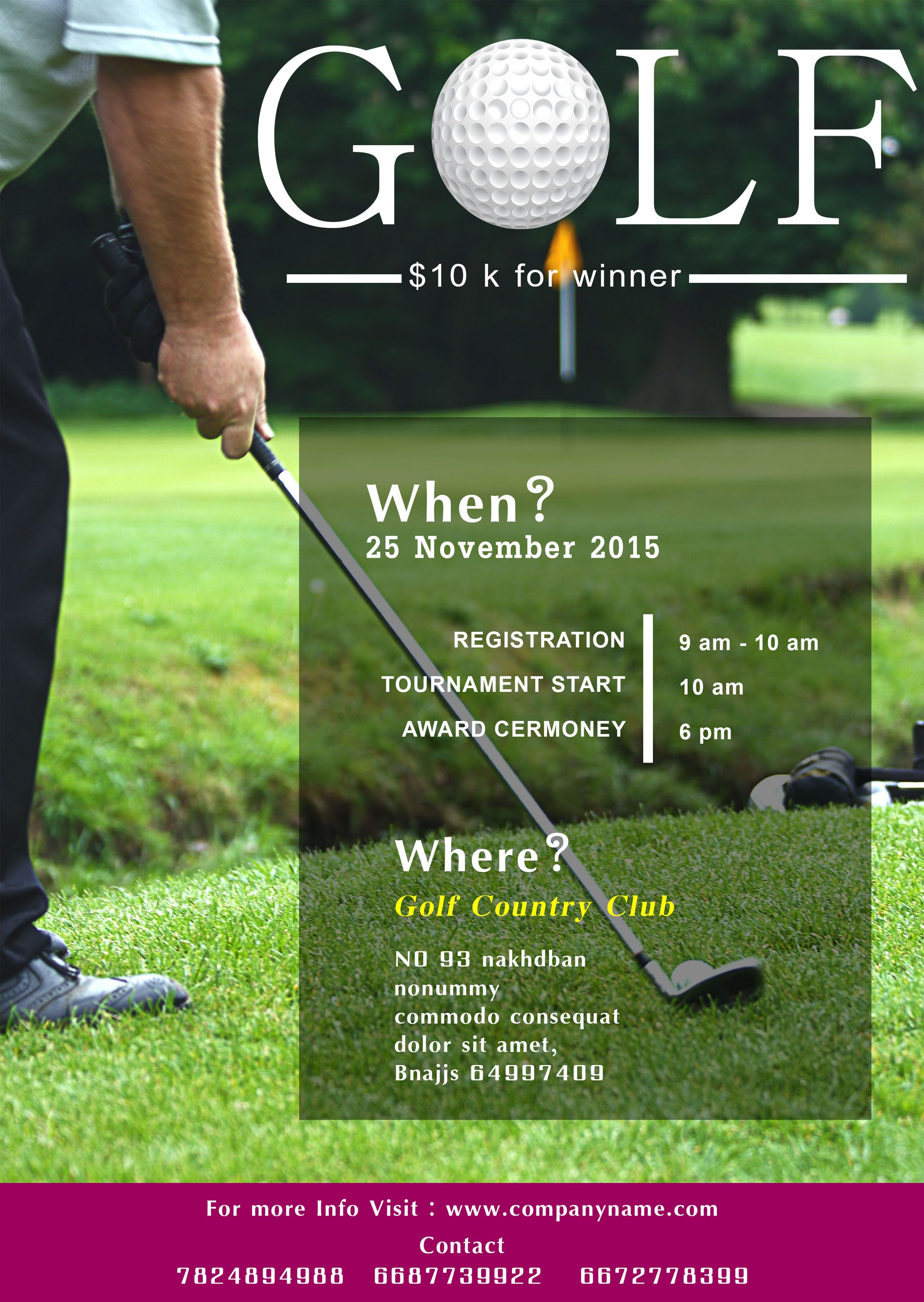 Golf Tournament Flyer Template Free 15 Free Golf Tournament Flyer with regard to measurements 2478 X 3489