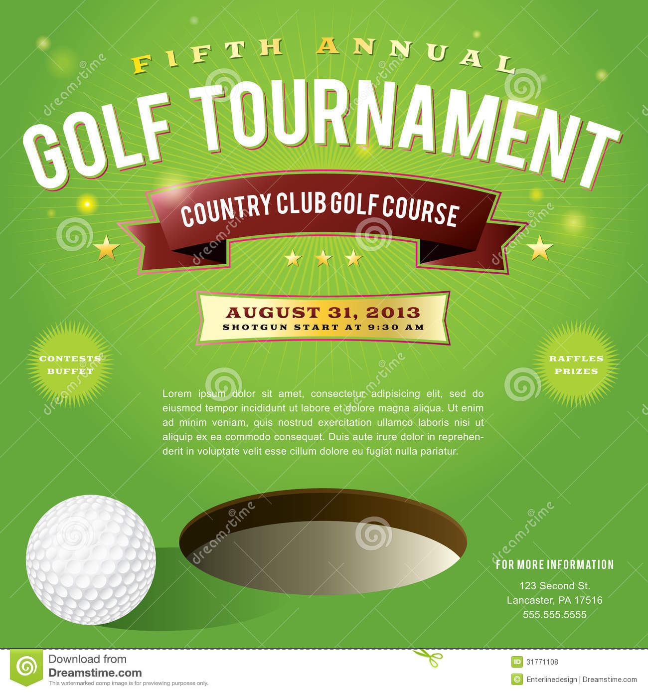 Golf Tournament Invitation Design Stock Vector Illustration Of inside proportions 1300 X 1390