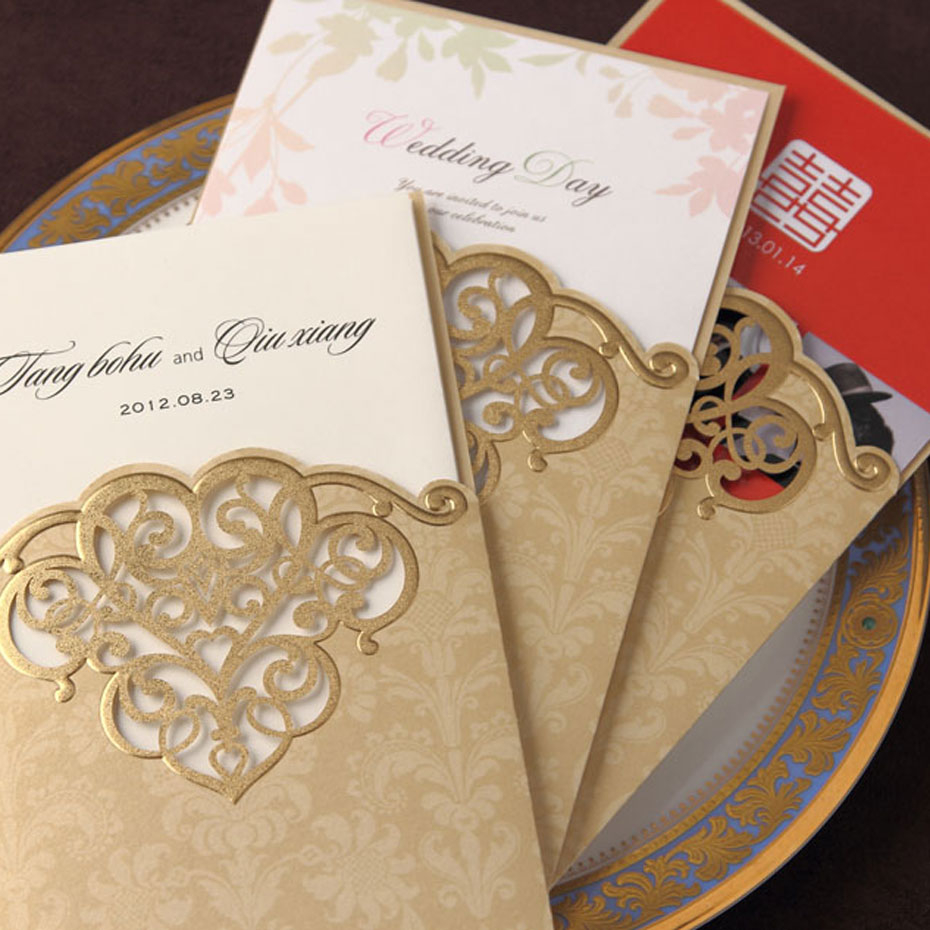 Good Deal Wishmade Gold Cover Wedding Invitation Cards Cw2002 with proportions 930 X 930