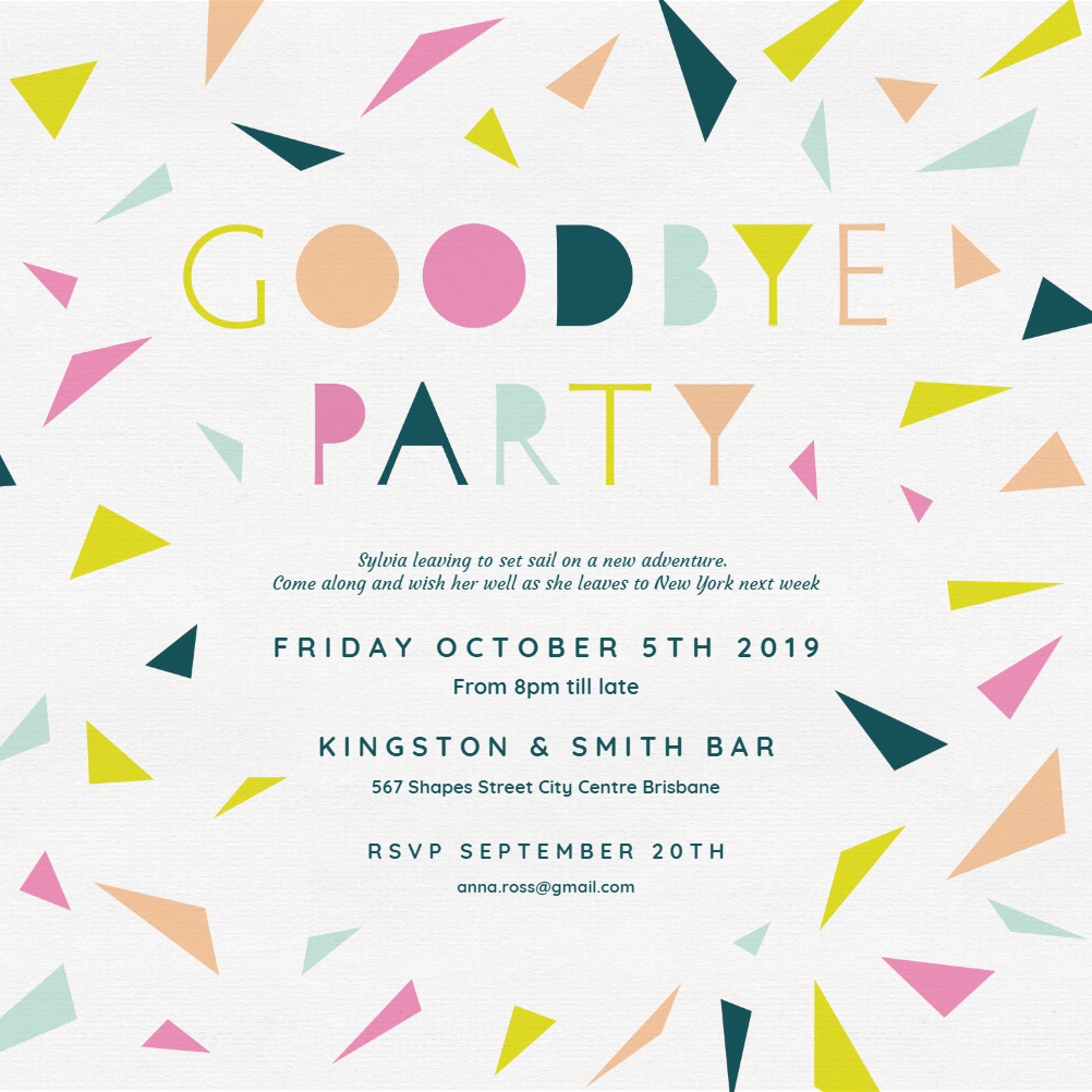 Goode Party Retirement Farewell Party Invitation Template within dimensions 1002 X 1002