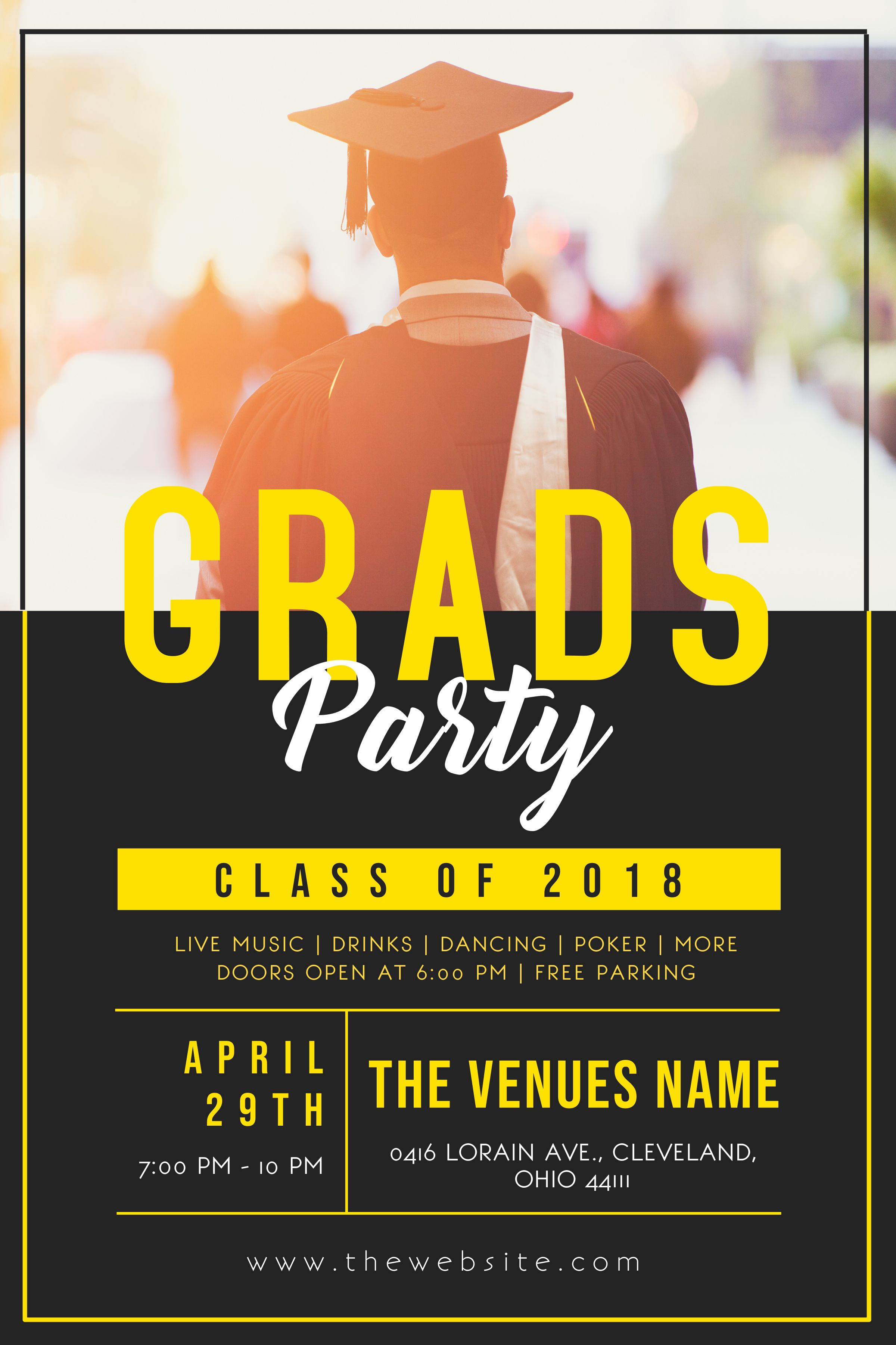 Grad Party Invitation Flyer Poster Template Graduation throughout size 2400 X 3600