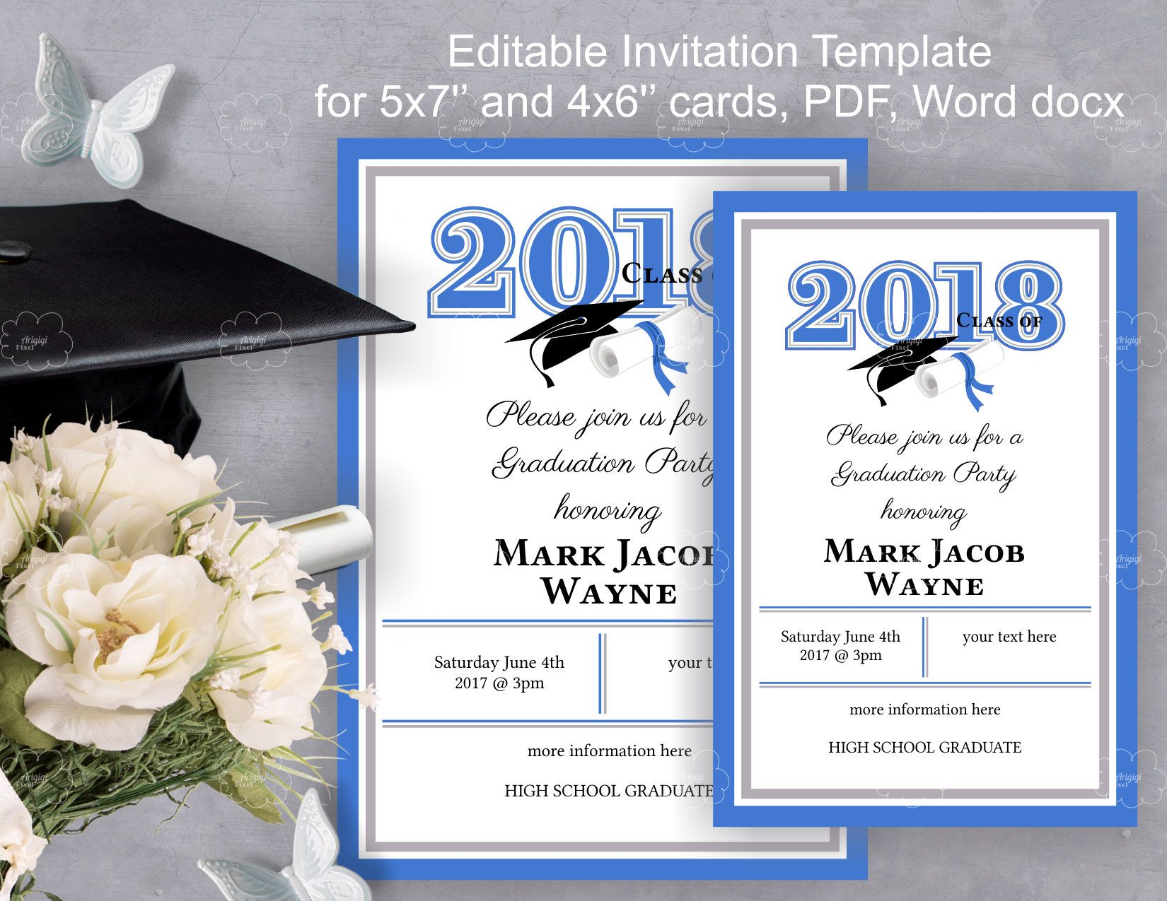 Grade Party Invitation Template Edit Yourself Diy Invitation pertaining to proportions 1650 X 1275