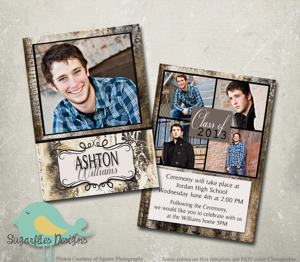 Graduation Announcement Photoshop Template Senior Graduation 3 intended for size 997 X 869