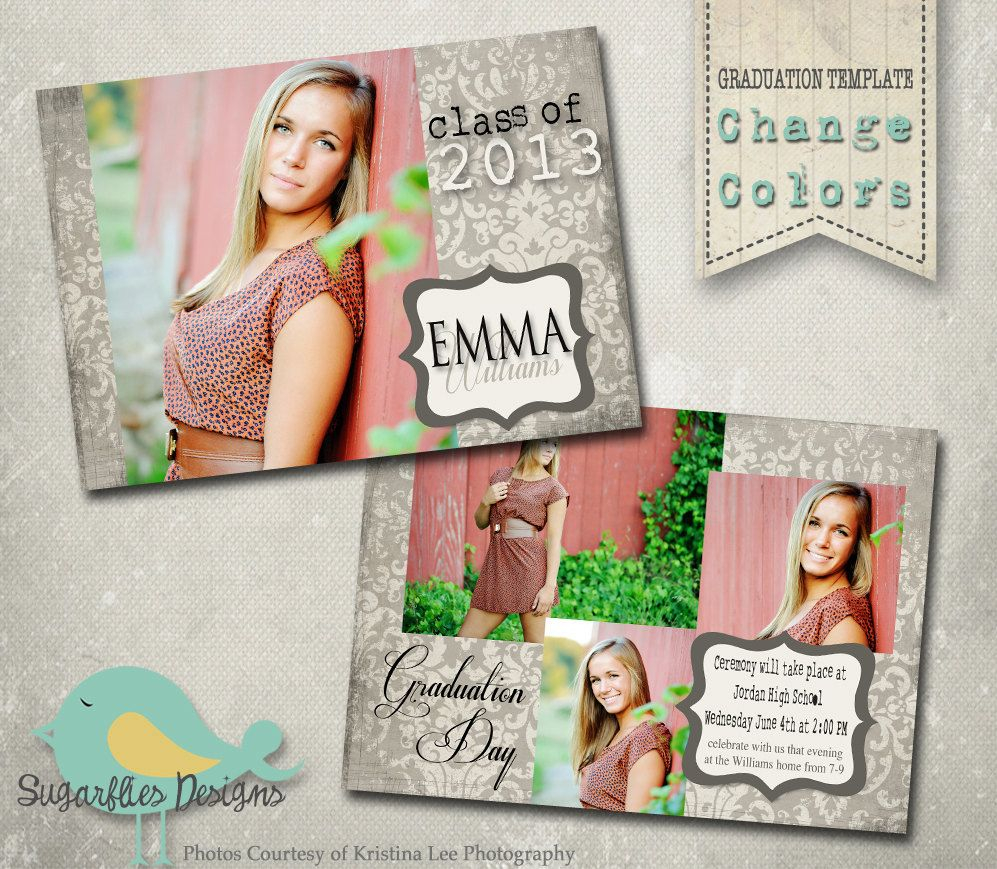 Graduation Announcement Photoshop Template Senior Graduation 6 pertaining to size 997 X 869