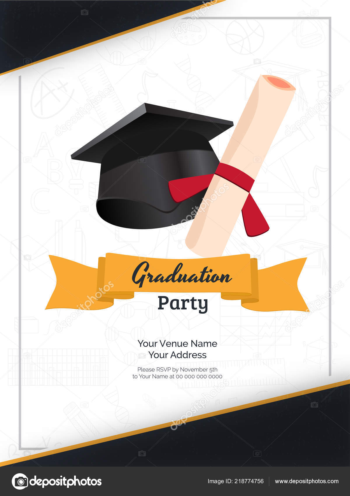 Graduation Party Invitation Card Template Design Illustration with regard to proportions 1200 X 1700