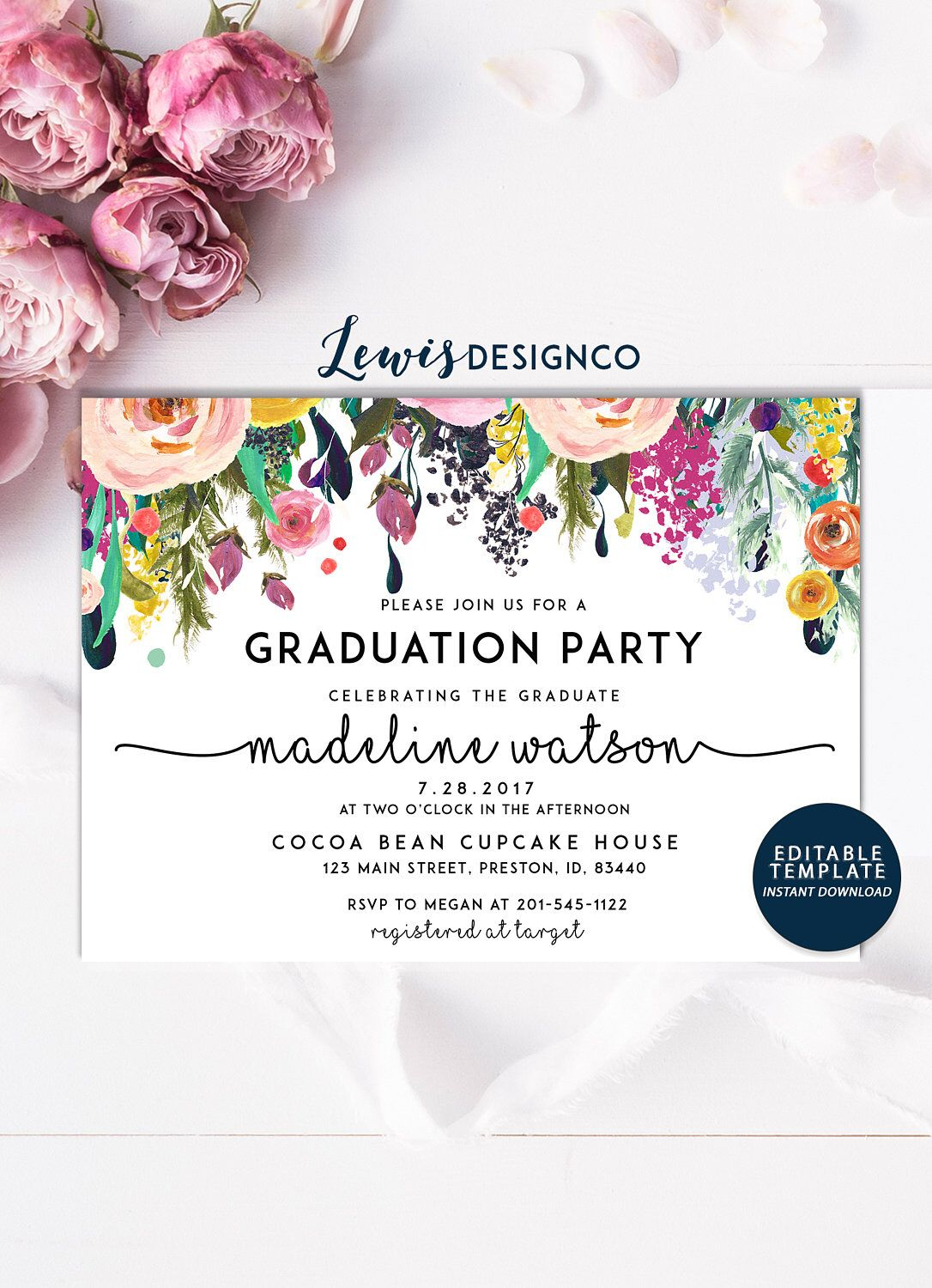 Graduation Party Invitation High School Graduation Invite Open for sizing 1086 X 1500