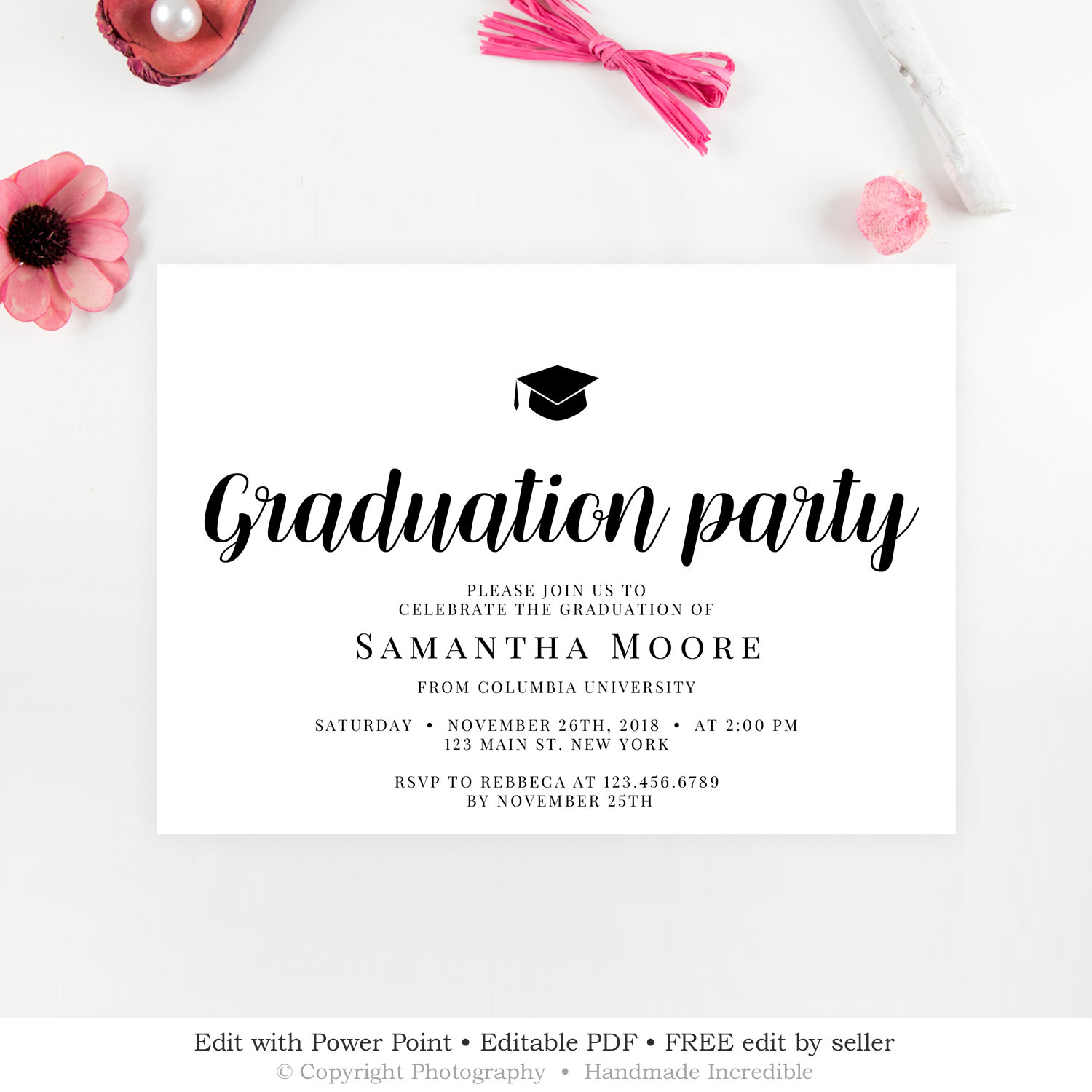 Graduation Party Invitation Template Editable Graduation Etsy inside size 1500 X 1500