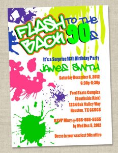 Graffiti Birthday Invitations Neon Party Invitation Retro 80s pertaining to sizing 850 X 1100