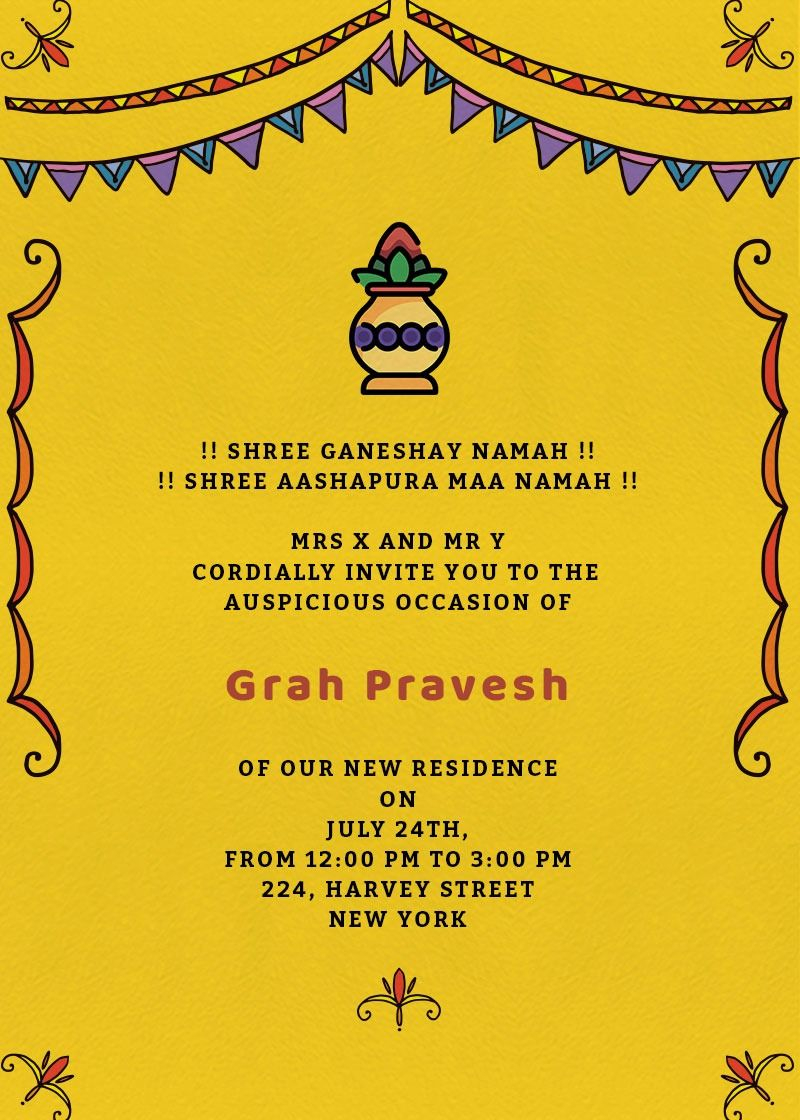 Grah Pravesh Colors Invitation Invites Card In 2019 pertaining to sizing 800 X 1120