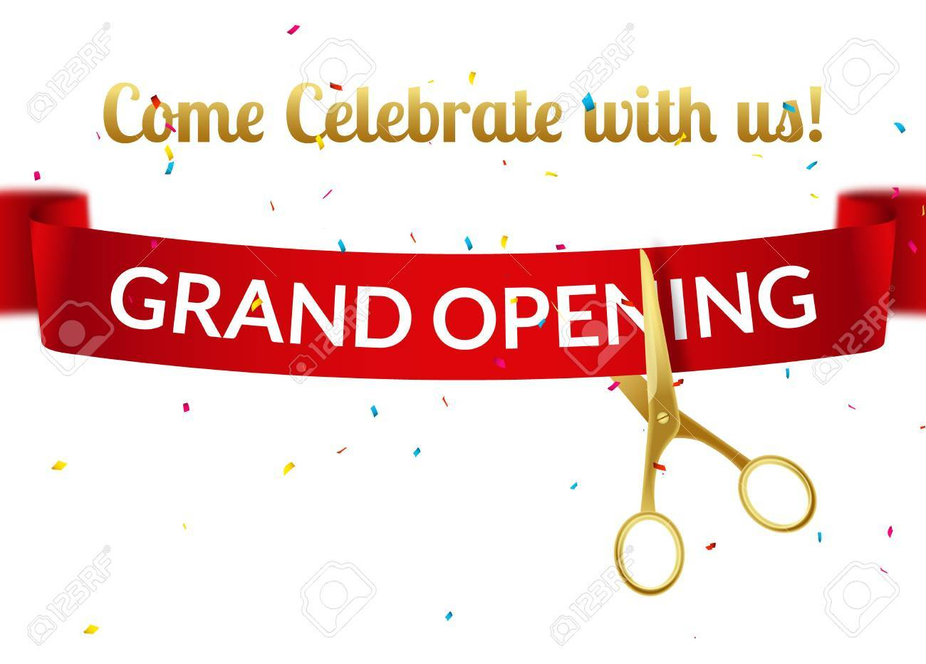 Grand Opening Design Template With Ribbon And Scissors Grand inside dimensions 1300 X 932