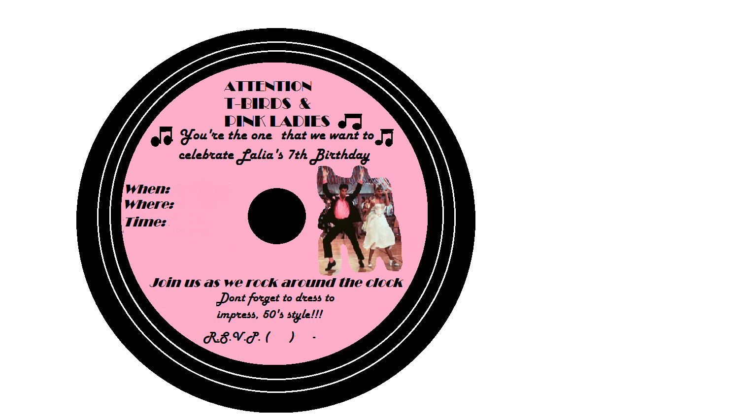 Grease Theme Sample Invitation Birthday Grease Party Bridal regarding proportions 1502 X 851