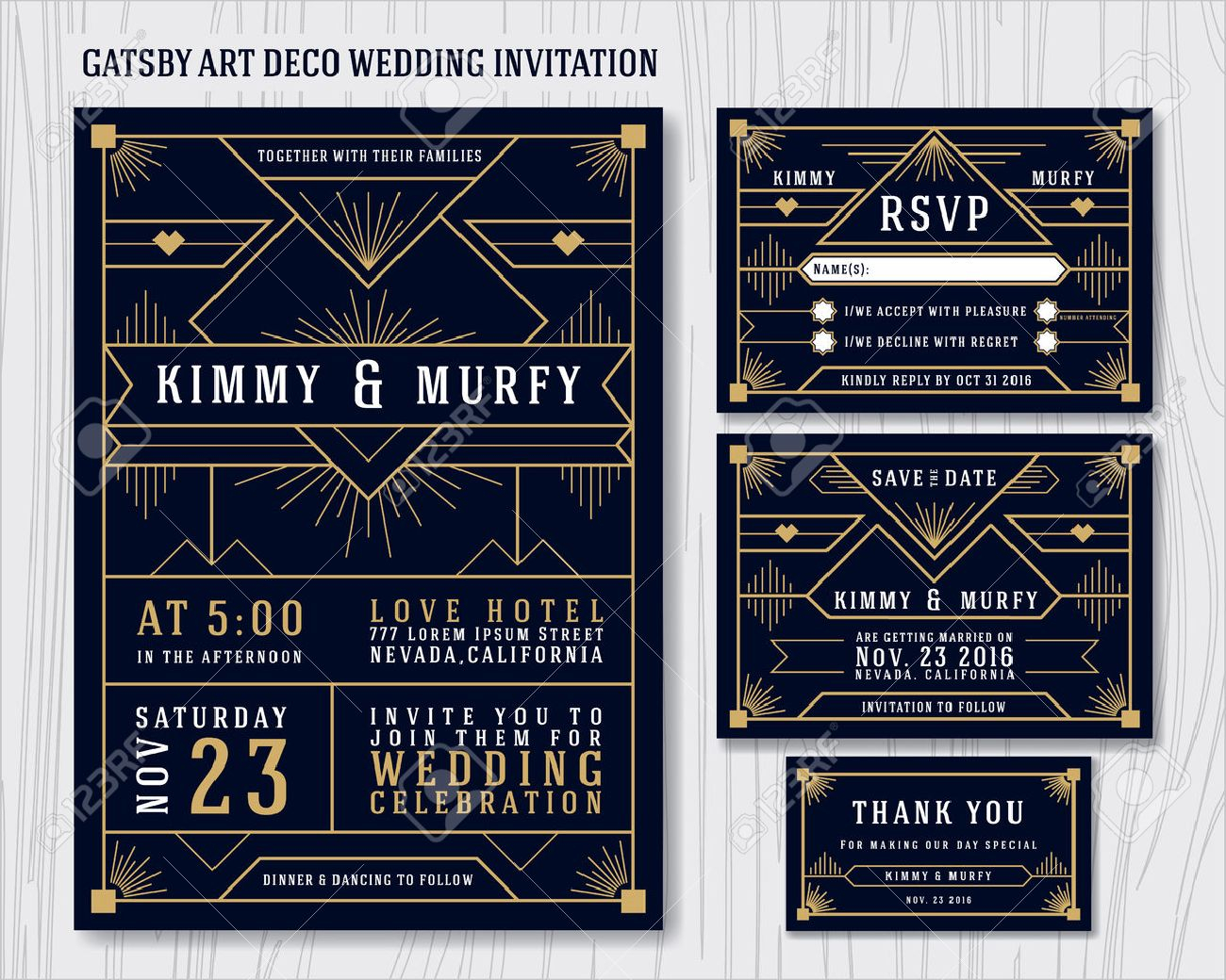 Great Gats Art Deco Wedding Invitation Design Template Include for measurements 1300 X 1040