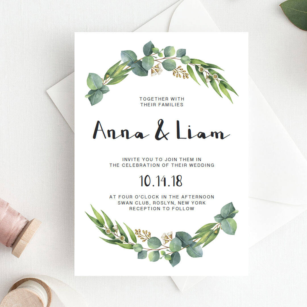 Green Wedding Invitation Template Download Green Leaf Wedding Etsy in sizing 1080 X 1080