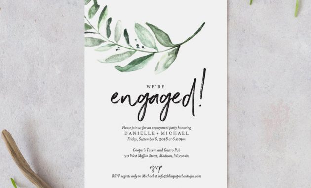 Greenery Engagement Party Invitation Template Engagement Etsy inside sizing 1011 X 800