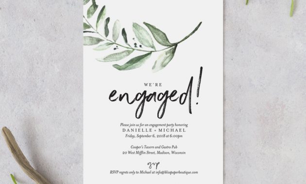 Greenery Engagement Party Invitation Template Engagement Etsy intended for sizing 1011 X 800