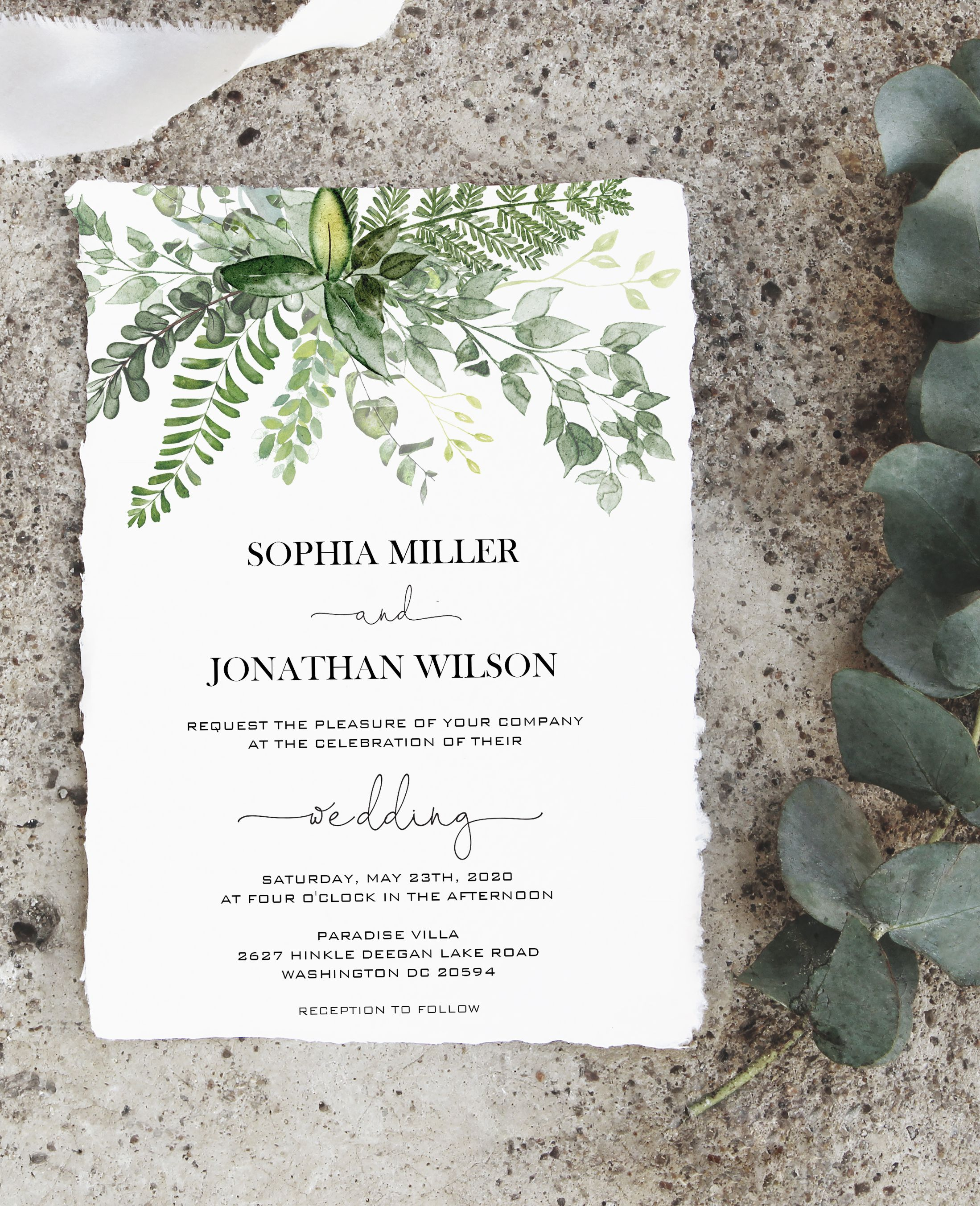 Greenery Wedding Invitation Template Printable Enchanted Forest inside proportions 2198 X 2705