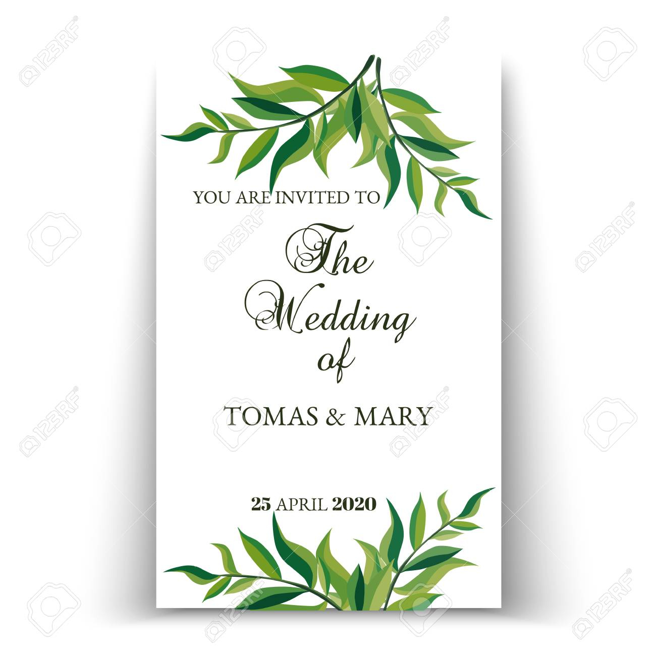 Greenery Wedding Invitation Template Printable Wedding Invites intended for dimensions 1300 X 1300