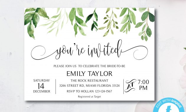 Greenery Youre Invited Invitation Template Special Event Etsy in sizing 3000 X 2400