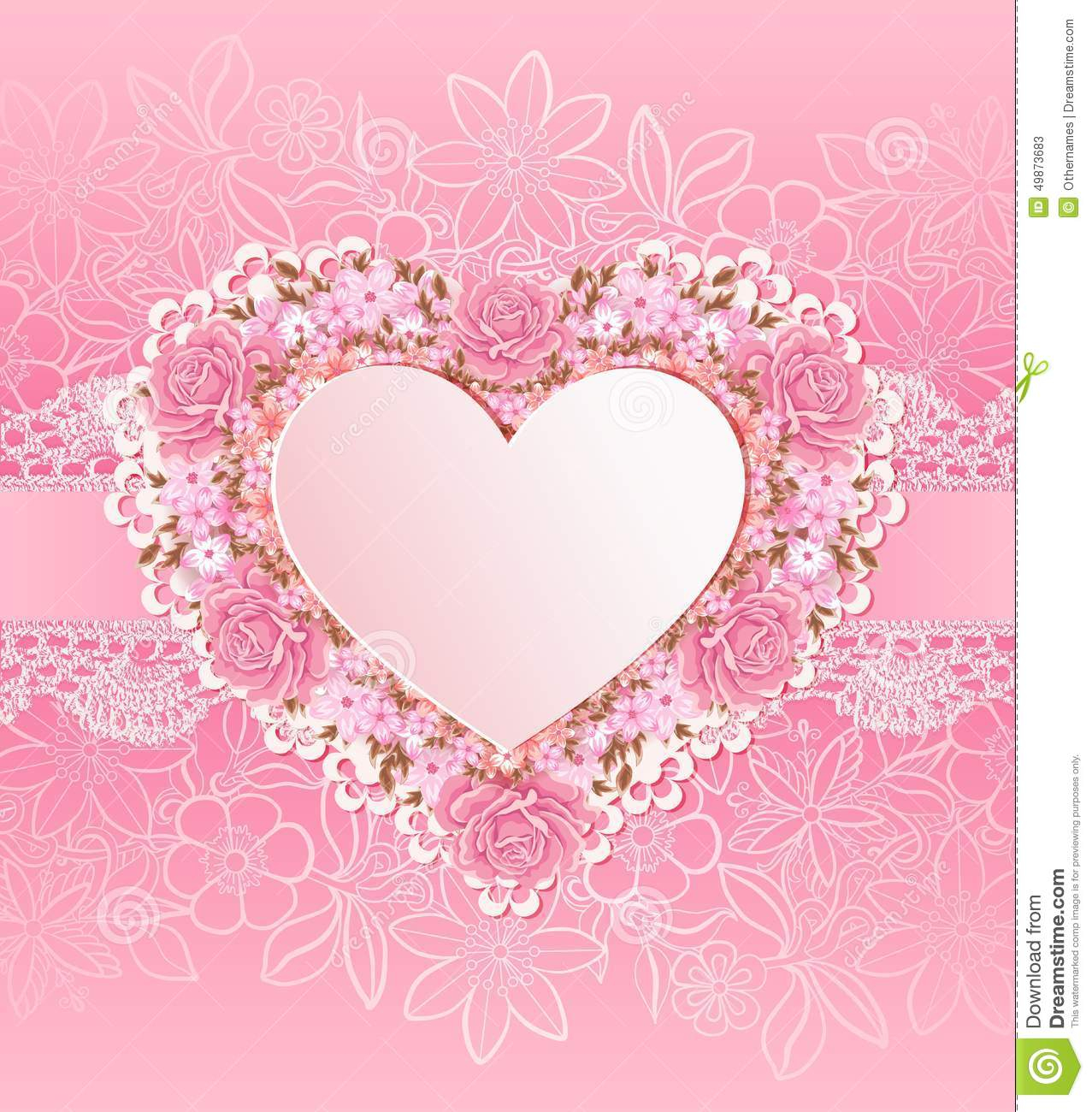 Greeting Card With Heart Shape Flowers Stock Vector Illustration with size 1277 X 1300