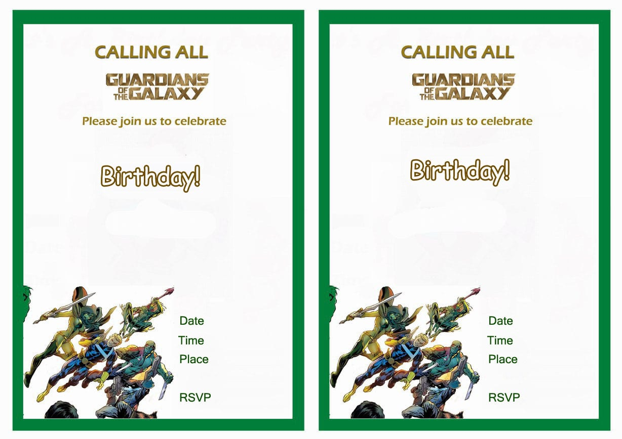 Guardians Of The Galaxy Invitation Template inside proportions 1228 X 868