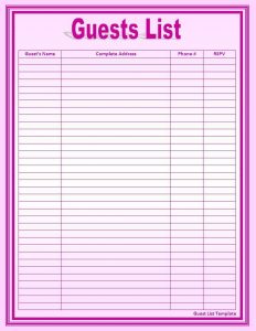 Guest List Template Best Work Wedding Guest List List Template with measurements 790 X 1022