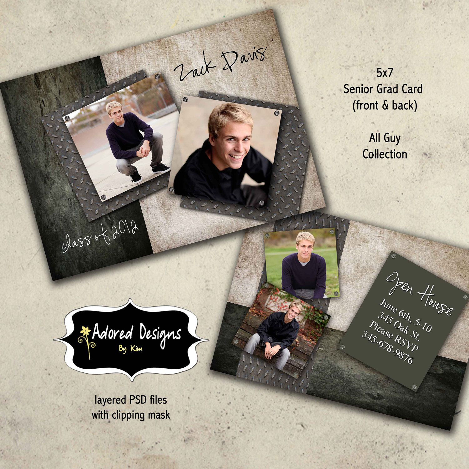 Guy Graduation Announcement Photoshop Template Card One 5x7 Senior within dimensions 1500 X 1500