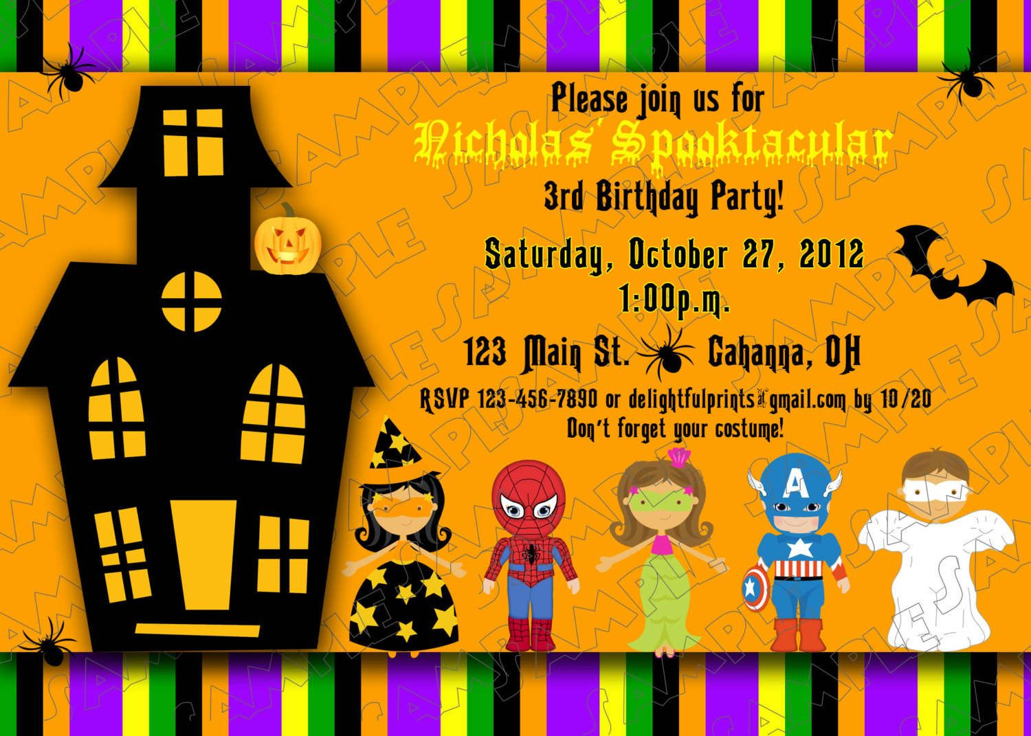 Halloween Kids Birthday Party Invitations Printable Halloween intended for size 1500 X 1071