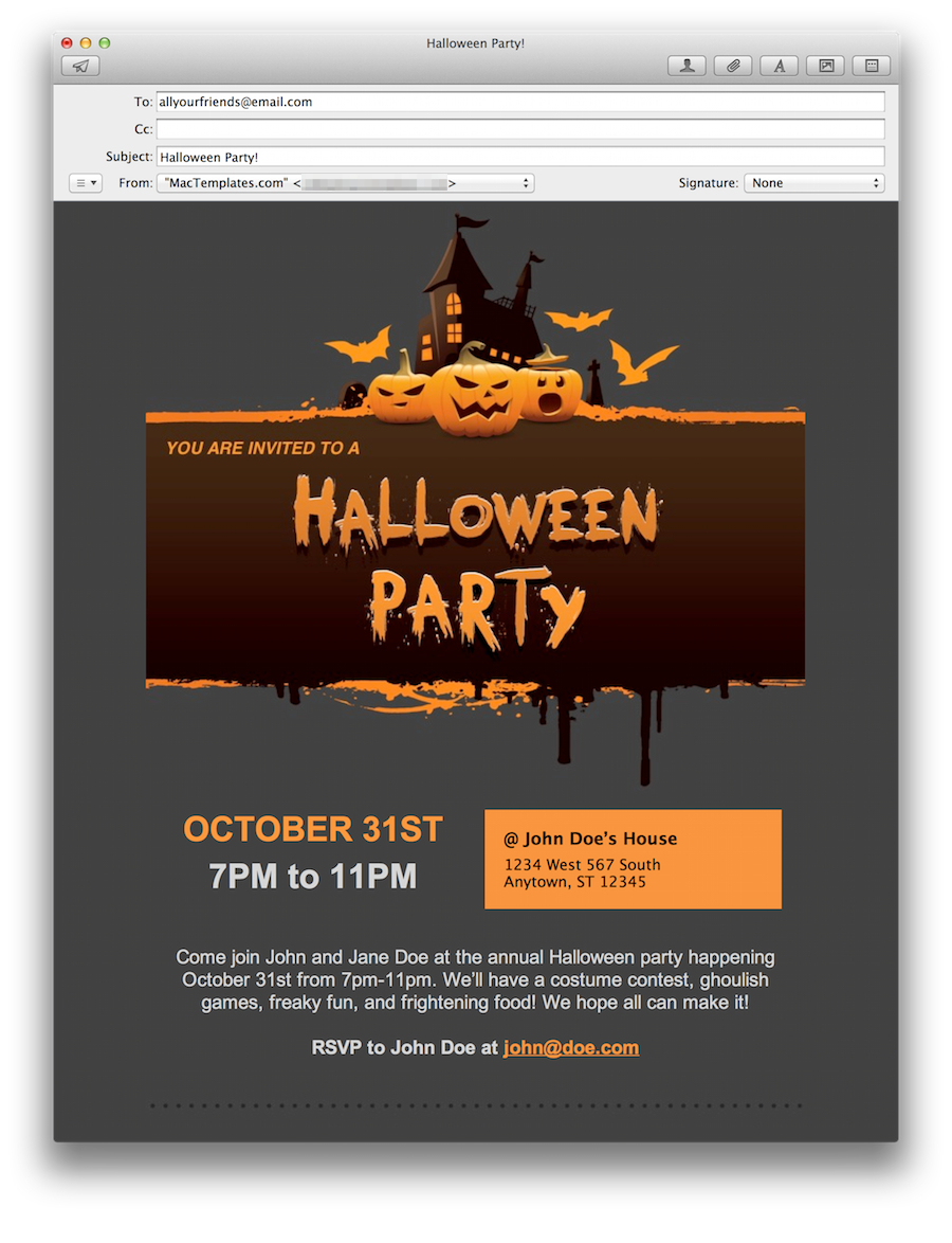 Halloween Party Email Invitations For Apple Mail Mactemplates in size 900 X 1174