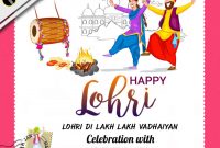 Happy Lohri Invitation Postcard Greetings Design Psd Template Indiater regarding measurements 990 X 990