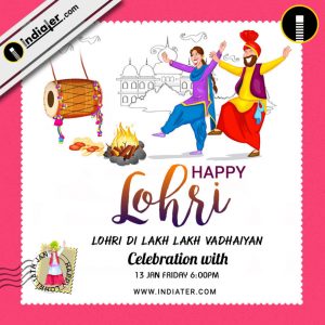 Happy Lohri Invitation Postcard Greetings Design Psd Template Indiater regarding measurements 990 X 990